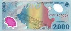 2000 lei lej 1999 Napfogyatkozás Románia polymer 4. UNC