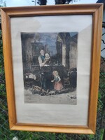 Kórusz József Munkácsy után színezett rézkarc