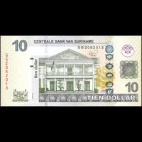 Suriname 10 Dollar 2020 P-163 UNC