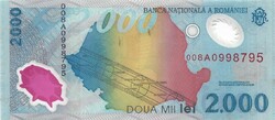 2000 lei lej 1999 Napfogyatkozás Románia polymer 1.