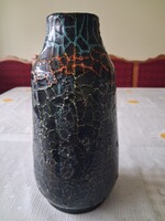 Gál Béla artisan retro ceramic vase (22cm, crackled glaze)
