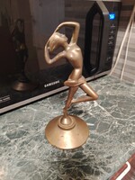 Antik Art Deco tömör sárgaréz táncoló női akt szobor / kisplasztika – 1077 g