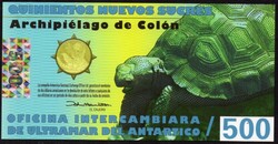 Galapagos-szigetek 500 sucres polymer UNC 2010