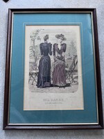 1891-es eredeti „Der Bazar” divatlap metszet – bekeretezve