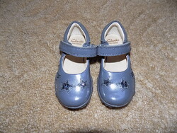 Clarks Gray Patent Leather Shoes with Flashing Soles, Size 21