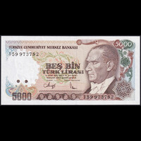 Törökország 5000 Lirasi 1990 P-198 UNC