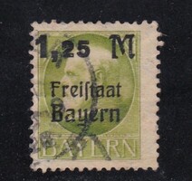 1919 Bavaria Freistaat Bayern 1.25 Mark Régi Bélyeg