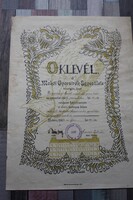 Oklevél: Makói Gyorsírók Egyesülete.