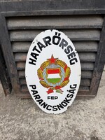 Extrém ritka Határőrség Parancsnokság “FEP” nagy zománc tábla