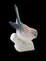 Zsolnay Pécs porcelán madárfigura – finom pasztellszínek, exportjelzés – kb. 1950–60