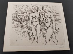 Hans Vent Small Graphic, Copper Engraving, Nude