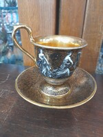 Különleges 1920-as Évek Art Deco Kézi Festett,Aranyozott,Női Körtáncos Porcelán Csokoládés Csésze.