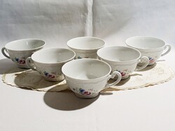 5+1 db régi Zsolnay virág mintás porcelán csésze, bögre