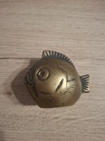 Tömör vintage sárgaréz hal figura