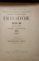 A M. Kir. Állami Berzsenyi Dániel Gimnázium értesítője/1935-36-os évről ,az iskola fennállás 77.éve