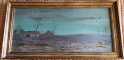 DEZSŐ JÓZSEF festmény - TÁJ olaj-farost festmény 96x51cm Képcsarnokos Garancia!