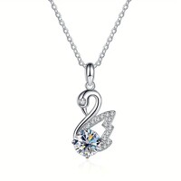 Hattyú Medál 925 Tiszta Ezüst Nyaklánc 1 Karátos Moissanite Gyémánt Kővel Hipoallergén +Ékszerdoboz