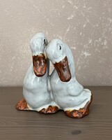 Antik, vintage szerelmes kacsa páros - ismeretlen kerámia nipp / figurális szobrocska