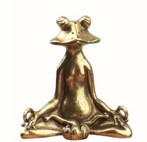 Tömör öntött réz meditáló béka, füstölő tartó
