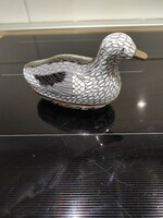 Antik jellegű kínai cloisonné (rekeszzománc) kacsa alakú szelence