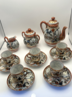 Japán kézzel festett porcelán teás készlet a Meiji-kor végéről / Taishō-kor elejéről kb.1890–1920.