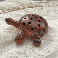 Retro Tófej ikebana teknős – különleges kerámia figura váza