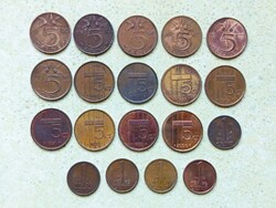 Hollandia 19 db Különböző Érme 1 5 Cents 1948-2000