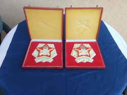 Hollóházi porcelán BM Határőrség plakett,eredeti dobozában,,2 darab,,,