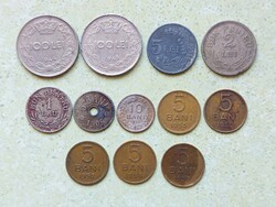 Románia 12 db Különböző Érme 5 10 Bani 1 2 5 100 Lej Lei 1906-1957