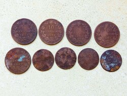 Olaszország 9 db Különböző Érme 5 10 Centesimi 1862-1867