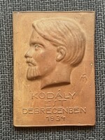 KODÁLY ZOLTÁN est Debrecenben 1934 Medgyessy Ferenc terrakotta plakett, belépőjegy !!