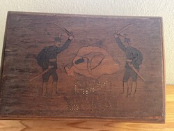 Antik kulcsos ládika fadoboz leveles láda
