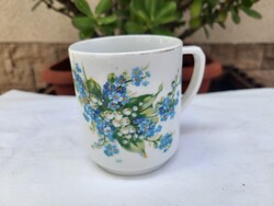 Régi Drasche porcelán_nefelejcses, gyöngyvirágos bögre