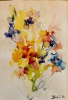 Vadvirágok . 21x15 cm akvarell passzpartuval 27,5x21 cm, igazi  kvalitás !