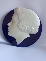 Art deco fali maszk, női portré relief - valószínűleg Körmendi - Frim Jenő szobrász alkotása.