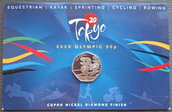 Gibraltár 50 penny, 2021 - Nyári Olimpiai Játékok, Tokió 2020 - Kerékpározás - Emlékérme
