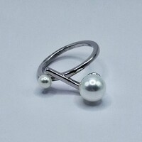 925 ezüst gyűrű tenyésztett gyöngy, új, fémjelzett női designer ékszer, 54-es méret, különlegesség