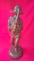 Exkluzív nagy bronz szobor – Szaxofonozó kobold / manó (61 cm, 8,7 kg)