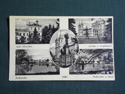 Képeslap,Zirc,Apáti lakosztály,templom,park a tóval,Nep. Szt. János szobor,Ott Lajos kiadás, 1930-
