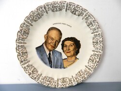 American Mid Century Porcelain Commemorative Plate / Decorative Plate (Eisenhower Presidential Couple)