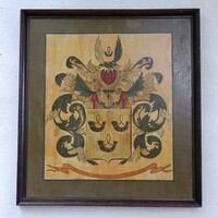 Nemesi családi címer,hársfa alapon " holland" 19 sz vége 20 sz eleje