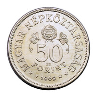 Tanácsköztársaság 50 Forint 1969 BU 16g Ag640