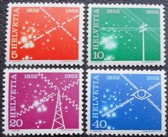 Sv566-9 / Svájc 1952 100 éves az elektromos kommunikáció Svájcban bélyegsor postatiszta