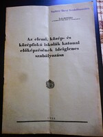 Iskolák katonai előképzésének szabályozása vh. rendelet + tantervek (Nagykőrös 1924)