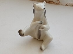 Porcelán jegesmedve figura Kőbányai Porcelángyár Drasche retro 10cm medve