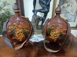 Rusztikus kerámia boros kulacs pár – magyaros hangulatú helyekre/porcelán/.