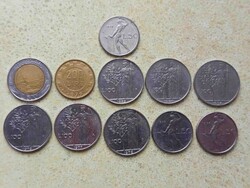 Olaszország 11 db Különböző Érme 50,100,200,500 Lira 1956-1984