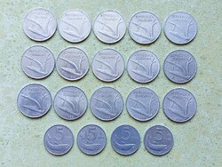 Olaszország 19 db Különböző Érme 5 10 Líra 1951-1980