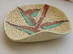 Kerámia asztalközép kínáló 21x19cm B. Várdeák Ildikó  repesztett zsugormázas technika