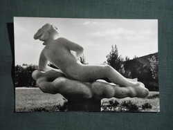 Képeslap,Balaton,Siófok,Borsos Miklós Balatoni napfény szobor látkép,részlet,1964-